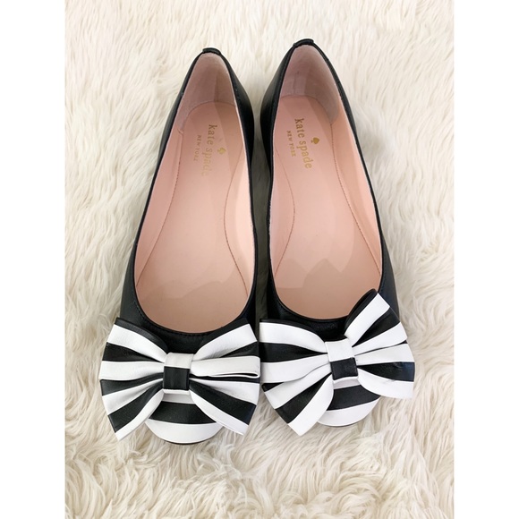 kate spade black flats with bow